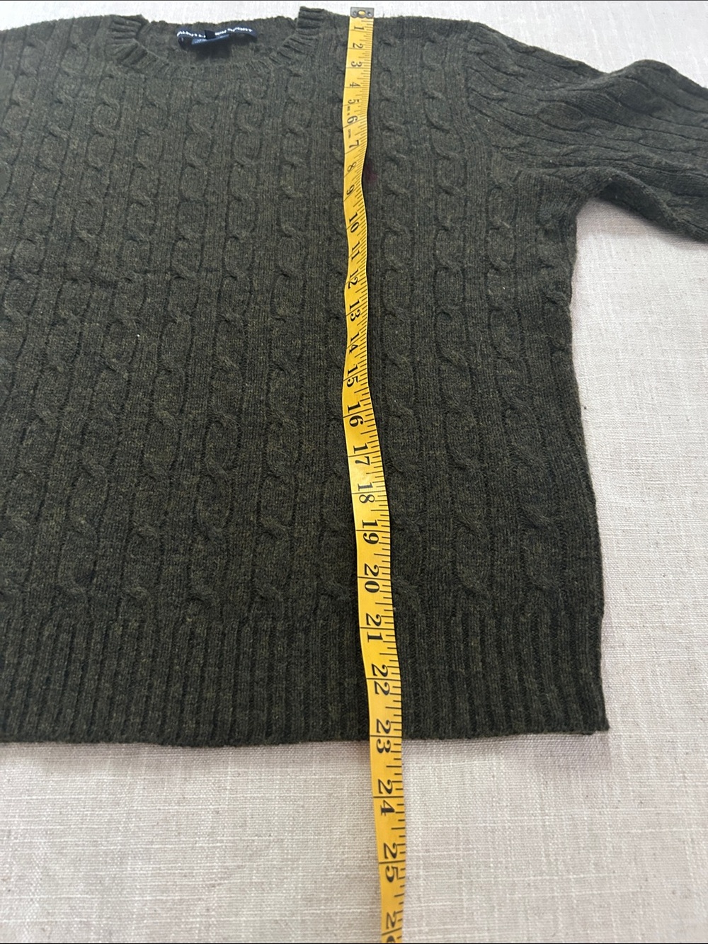 Ralph Lauren Sport Cable Knit Sweater Olive Lambswool Crewneck Preppy Old Money - Picture 8 of 16